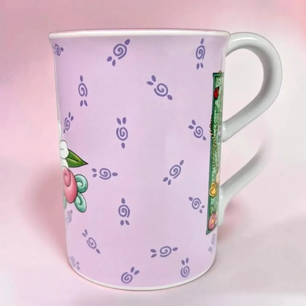 Mary Engelbreit L Initial Mug Pink Coffee Tea Cup Monogram Vintage Ceramic